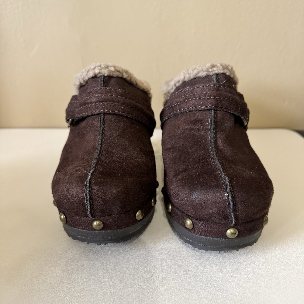 Vintage 90s Y2K Unionbay Studded Heel Platform Sherpa Clogs Women's Sz 7.5 Boho - Picture 2 of 7